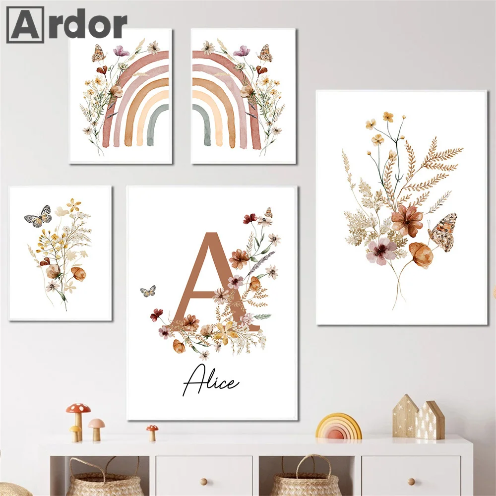 Baby Name Custom Posters Pink Wildflowers Rainbow Nursery Canvas Painting Girl Room Decorative Print Kids Bedroom Wall Art Decor
Baby Name Custom Posters Pink Wildflowers Rainbow Nursery Canvas Painting Girl Room Decorative Print Kids Bedroom Wall Art Decor