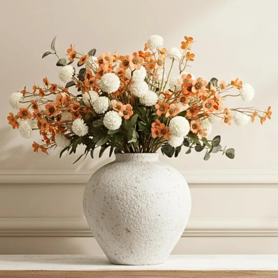 Artificial White Kiku Orange Wax Flowers Bulk Silk Flowers with Long Stems for Vases Spring Floral Stems Arrangements for Home
Artificial White Kiku Orange Wax Flowers Bulk Silk Flowers with Long Stems for Vases Spring Floral Stems Arrangements for Home