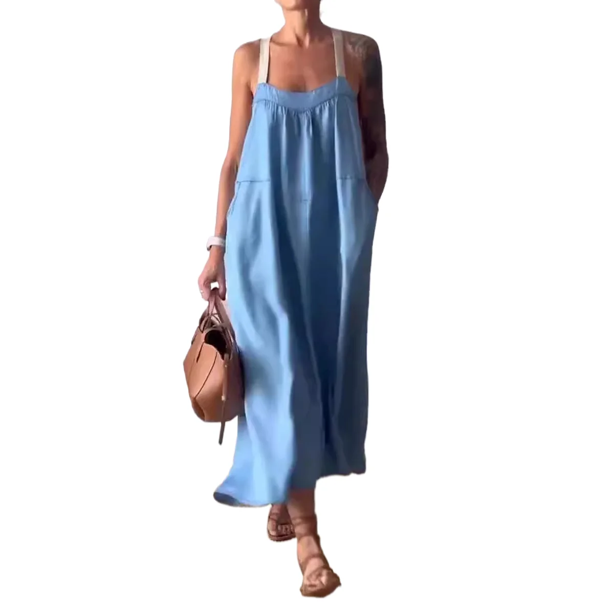 Sexy Solid Suspender Dress Spring Summer New Women's Clothing Loose Casual Super Long A-line Large Hem Cotton Linen Dresses
Sexy Solid Suspender Dress Spring Summer New Women's Clothing Loose Casual Super Long A-line Large Hem Cotton Linen Dresses