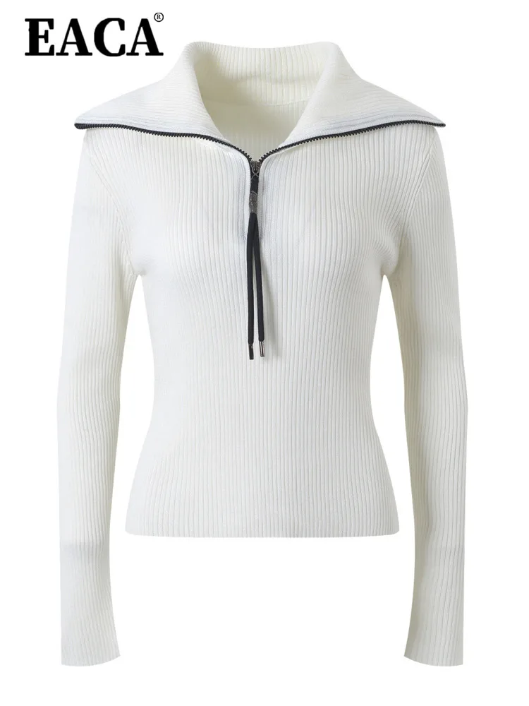 EACA Color Blocked Zipper Large Lapel Knitted Sweater For Women's Autumn And Winter New Style Slim Fit And Slimming, Polo Collar
EACA Color Blocked Zipper Large Lapel Knitted Sweater For Women's Autumn And Winter New Style Slim Fit And Slimming, Polo Collar