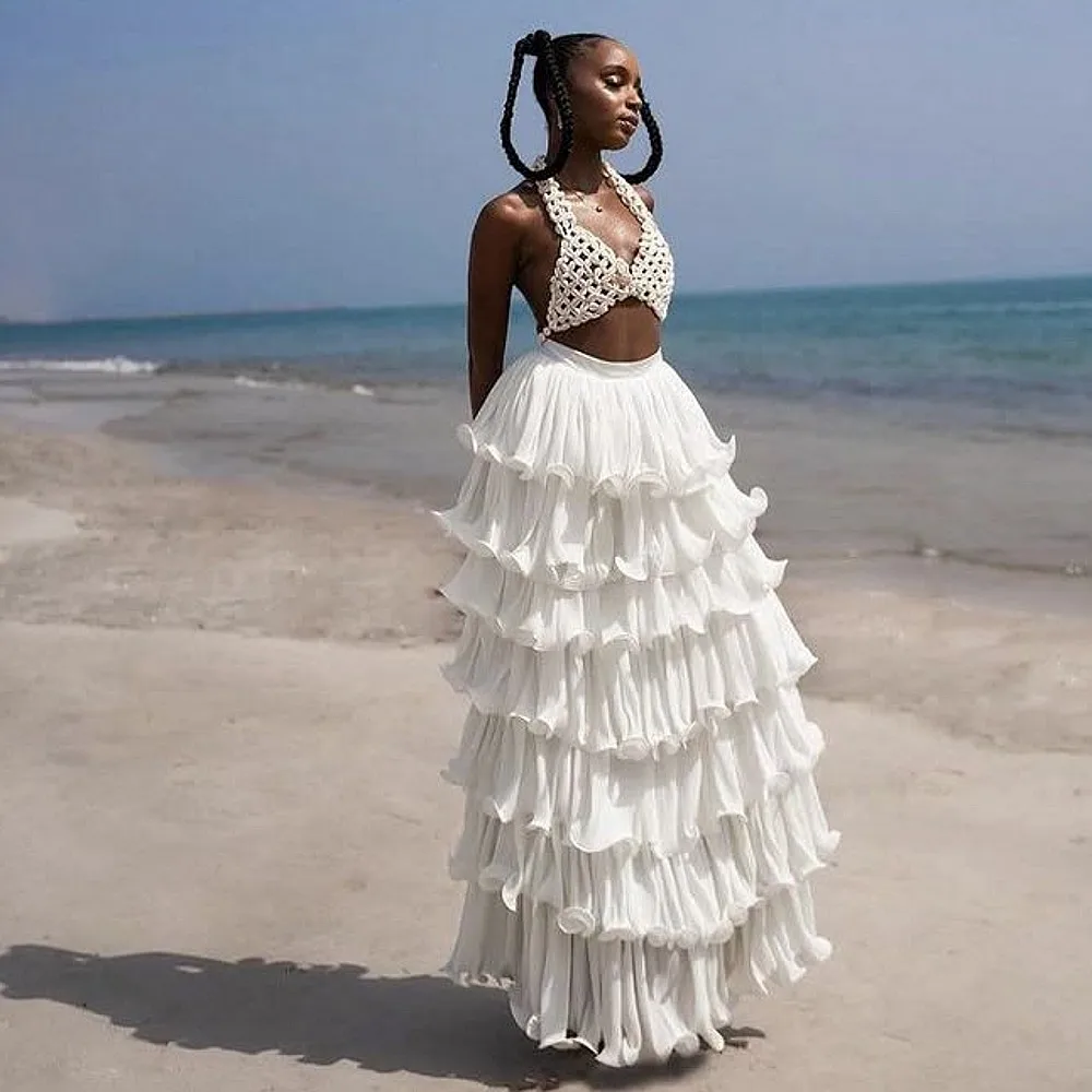 White Beach Long Skirt Tiered High Waist Floor Length Maxi Party Skirt Layered Dance Holiday Skirt
White Beach Long Skirt Tiered High Waist Floor Length Maxi Party Skirt Layered Dance Holiday Skirt