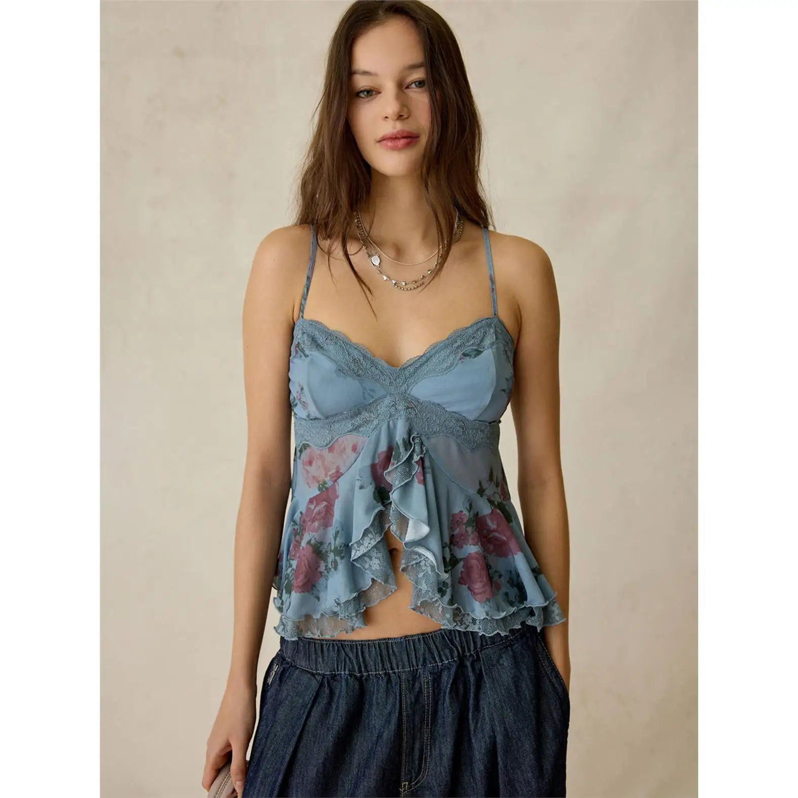 American Spicy Girl Style Lace under Shirt Women's Summer Cleanfit Print Polyester Fiber Sleeveless Floral Patterned
American Spicy Girl Style Lace under Shirt Women's Summer Cleanfit Print Polyester Fiber Sleeveless Floral Patterned