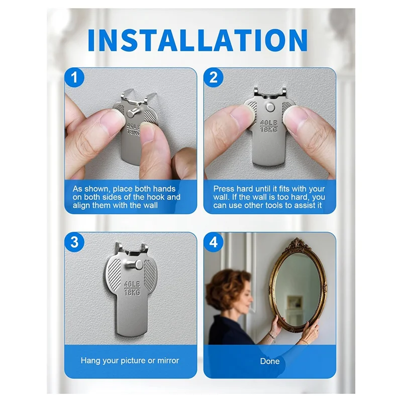 ABAE-10Pcs 40Lb Large Wall Picture Frame Hangers No Damage Heavy Duty Mirror Photo Poster Painting Hanger Hardware Kit - Claw
ABAE-10Pcs 40Lb Large Wall Picture Frame Hangers No Damage Heavy Duty Mirror Photo Poster Painting Hanger Hardware Kit - Claw