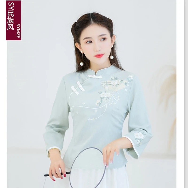 Ethnic Style Autumn Dress Modified Cheongsam Tang Costume Chinese Clothing Vintage Buckle Stand Collar Cotton And Linen Top
Ethnic Style Autumn Dress Modified Cheongsam Tang Costume Chinese Clothing Vintage Buckle Stand Collar Cotton And Linen Top
