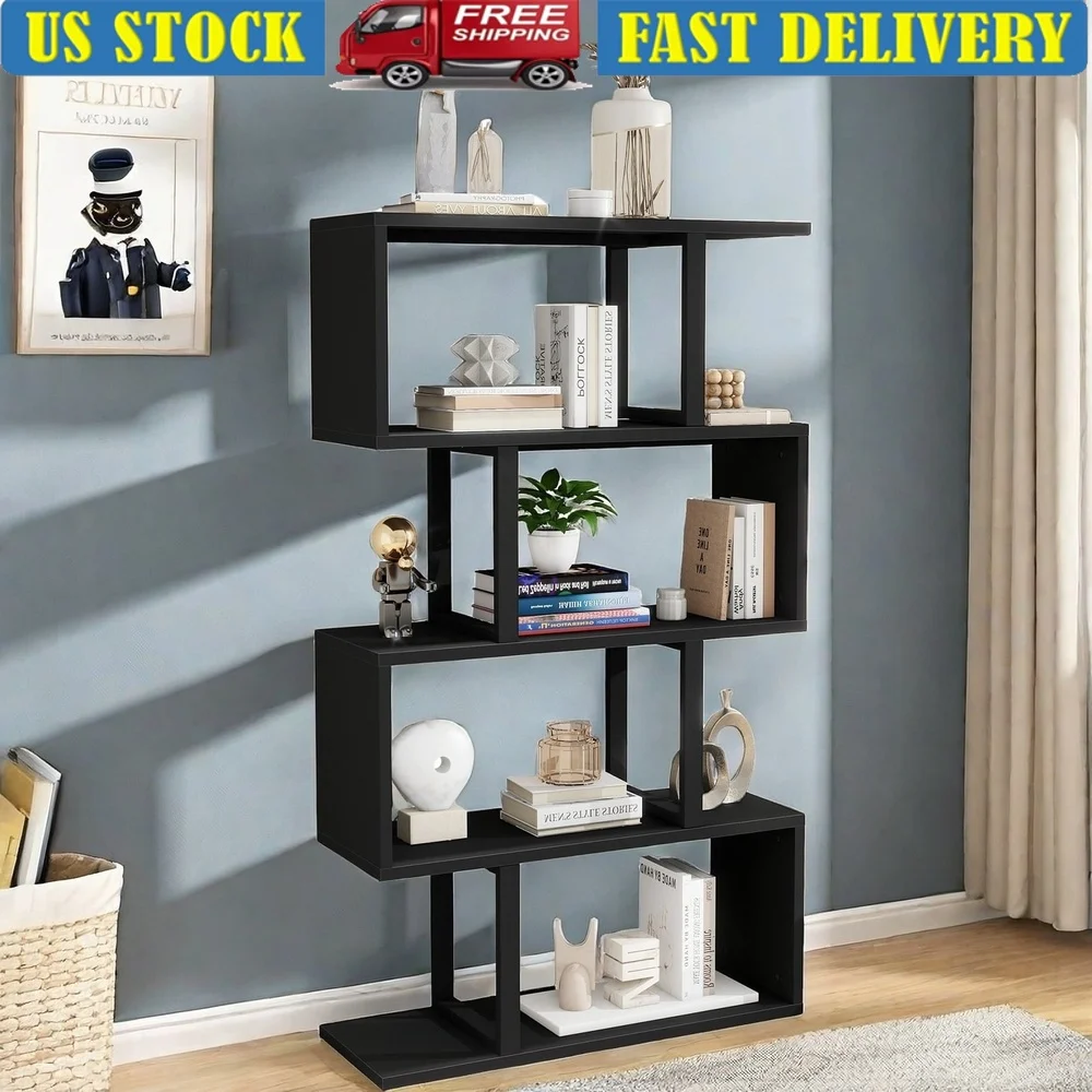 5-Tier S-Shaped Bookshelf Geometric Bookcase Wooden Z-Shelf Modern Storage Display Open Shelving Unit Freestanding Organizer
5-Tier S-Shaped Bookshelf Geometric Bookcase Wooden Z-Shelf Modern Storage Display Open Shelving Unit Freestanding Organizer