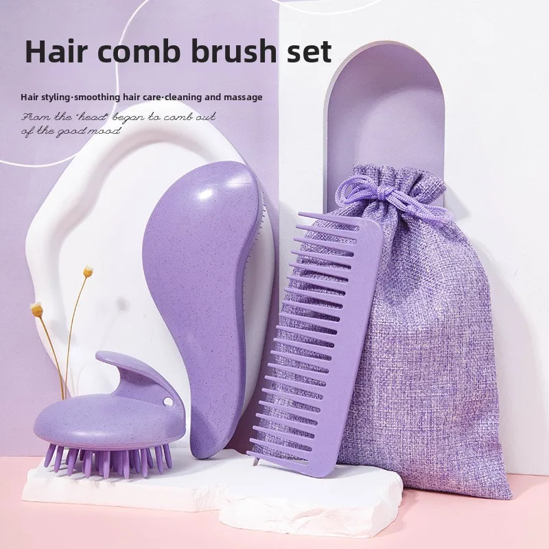 Wheat Straw Comb Set Hair Care Set Hair Massage Brush Wide Teeth Scalp Massage Comb With Gift Bag
Wheat Straw Comb Set Hair Care Set Hair Massage Brush Wide Teeth Scalp Massage Comb With Gift Bag