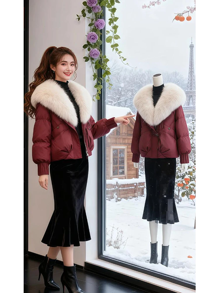 Thiened Ultra Warm Women's Cotton Jaet with Large Fur Collar Bread Sle Loose Fit Slimming Winter New Arrival
Thiened Ultra Warm Women's Cotton Jaet with Large Fur Collar Bread Sle Loose Fit Slimming Winter New Arrival