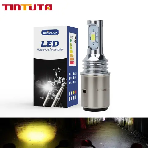 1PC H4 LED Motorcycle Headlight BA20D P15D LED Bulbs Hi/Lo Beam Day Running Lamp LED Spotlight Dual Color Motor Accessories