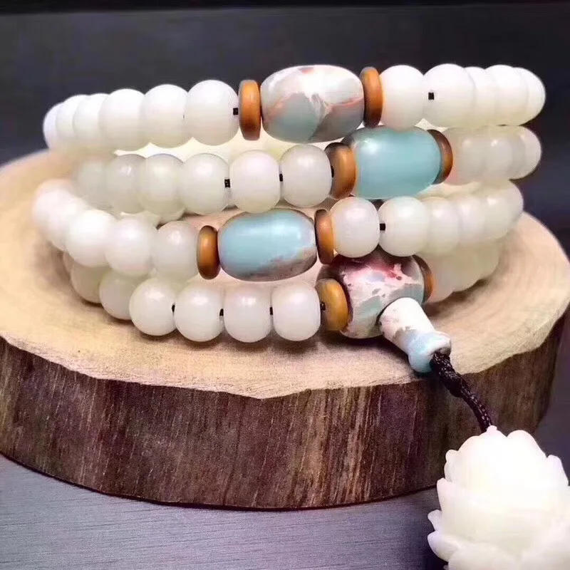 White Jade Bodhi Root 108 Buddhist Prayer Beads Necklace Sweater Chain Style Bracelet
White Jade Bodhi Root 108 Buddhist Prayer Beads Necklace Sweater Chain Style Bracelet