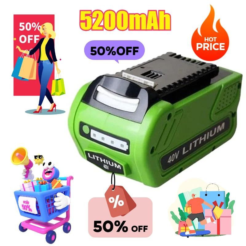 40V Rechargeable Batteries for GreenWork G-MAX 29462 29472 Cordless Power Tools Lithium Battery
40V Rechargeable Batteries for GreenWork G-MAX 29462 29472 Cordless Power Tools Lithium Battery