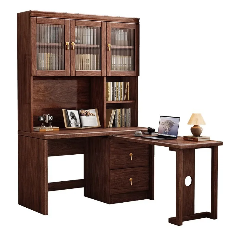 New Chinese style, desk, bookshelf integrated table bookcase modern, simple corner solid wood
New Chinese style, desk, bookshelf integrated table bookcase modern, simple corner solid wood