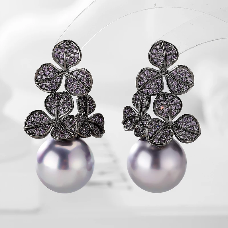 High Quality Purple CZ Flower Women Earring for Party Luxury Purple Round Pearl Jewelris Anniversary Gifts Big Earring
High Quality Purple CZ Flower Women Earring for Party Luxury Purple Round Pearl Jewelris Anniversary Gifts Big Earring
