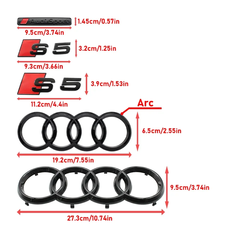 192mm 273mm Car Front Hood Grill Emblem Rear Trunk Stickers For Audi S5 2010-2019 S5 Stickers Audi Sport Decoration Accessories
192mm 273mm Car Front Hood Grill Emblem Rear Trunk Stickers For Audi S5 2010-2019 S5 Stickers Audi Sport Decoration Accessories