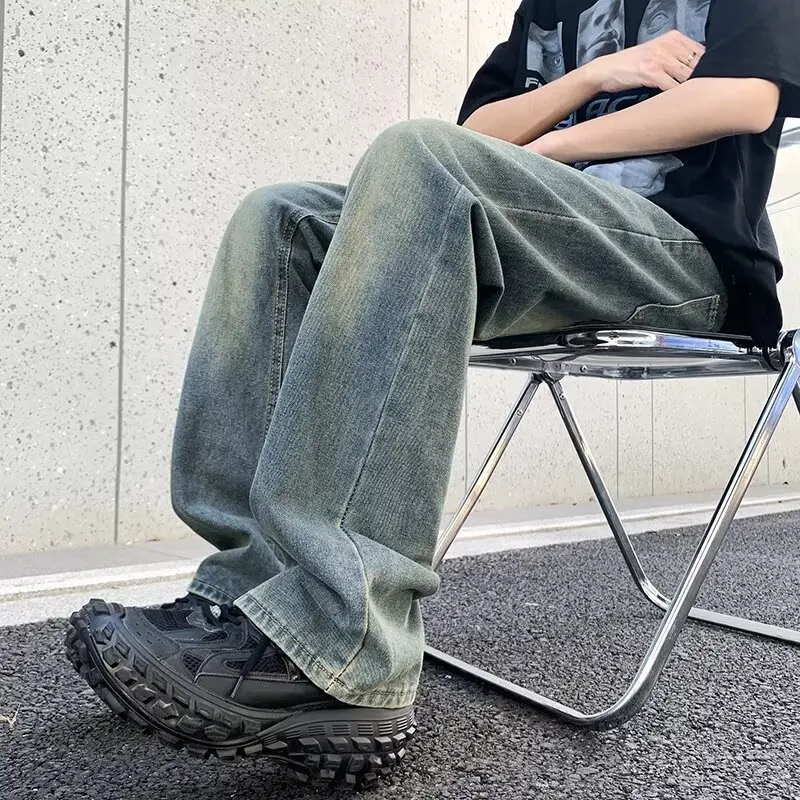 Four Seasons Men's American Vintage Washed Retro Blue Loose Jeans Pants Casual Trendy Wide Leg Straight Denim Trousers Male
Four Seasons Men's American Vintage Washed Retro Blue Loose Jeans Pants Casual Trendy Wide Leg Straight Denim Trousers Male