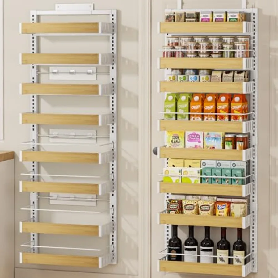 8 Tier Over The Door Pantry Organizer, 2 IN 1 Wall Mount or Hanging Spice Rack Seasoning Shelves with Adjustable Basket, Back o
8 Tier Over The Door Pantry Organizer, 2 IN 1 Wall Mount or Hanging Spice Rack Seasoning Shelves with Adjustable Basket, Back o