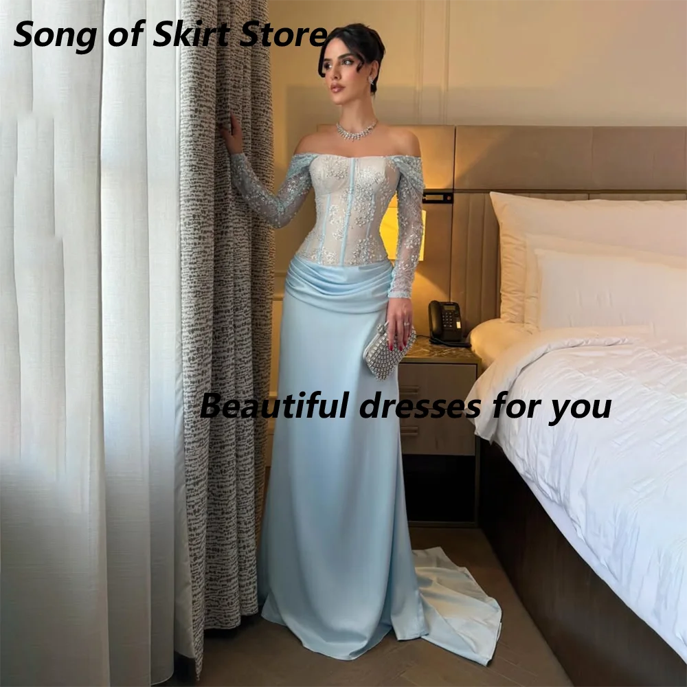 Sexy Off The Shoulder Corset Evening Dress Customized Long Sleeves Beading Lace Luxury Party Dresses Mermaid Long Prom Gown
Sexy Off The Shoulder Corset Evening Dress Customized Long Sleeves Beading Lace Luxury Party Dresses Mermaid Long Prom Gown