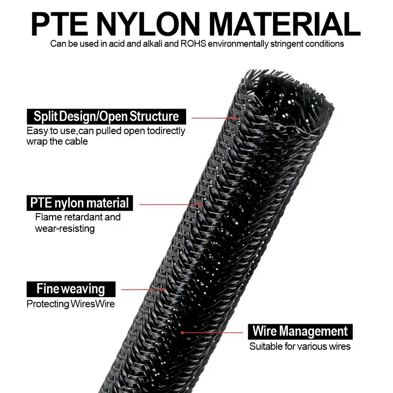 2M Self Closing PET Expandable Braided Sleeve 5~50mm Black Insulated Wrap Self-Closed Sleeved Cable Protecter Wire Organiser
2M Self Closing PET Expandable Braided Sleeve 5~50mm Black Insulated Wrap Self-Closed Sleeved Cable Protecter Wire Organiser