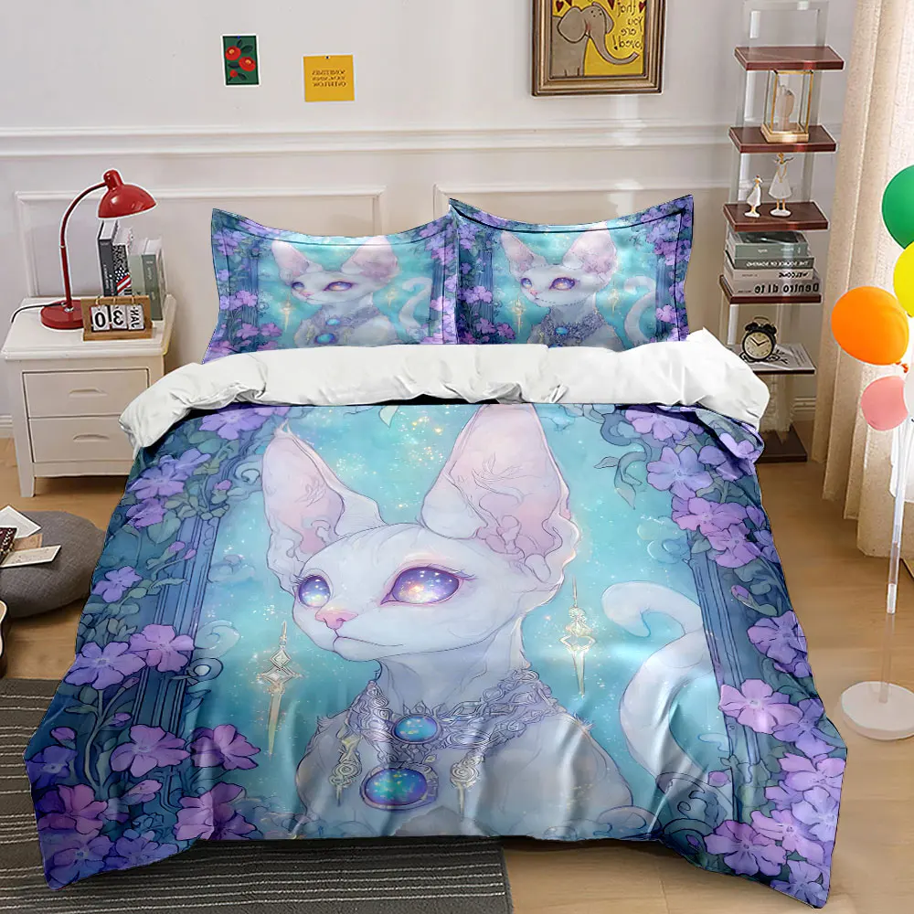 Starry-eyed cat, surrounded by purple flowers Bedding Set for Kids Luxury Gift 3pcs Digital Print Comforter Set Soft Comfortable
Starry-eyed cat, surrounded by purple flowers Bedding Set for Kids Luxury Gift 3pcs Digital Print Comforter Set Soft Comfortable