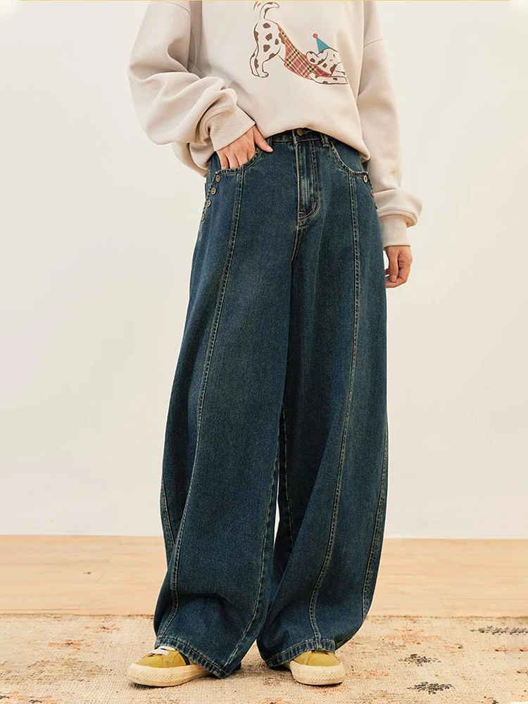 American Retro High Waist Loose Harlan Cucumber Women's Jeans Autumn Wide Leg Scythe Banana Long Pants Blue Color
American Retro High Waist Loose Harlan Cucumber Women's Jeans Autumn Wide Leg Scythe Banana Long Pants Blue Color