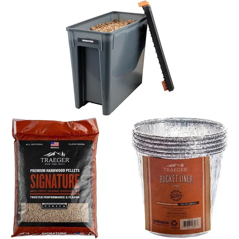 Pellet Grills BAC637 Stay Dry Pellet Bin, Wood Pellet Storage with Locking Lid, Black & Grills Signature Blend 100% All-Natural
Pellet Grills BAC637 Stay Dry Pellet Bin, Wood Pellet Storage with Locking Lid, Black & Grills Signature Blend 100% All-Natural