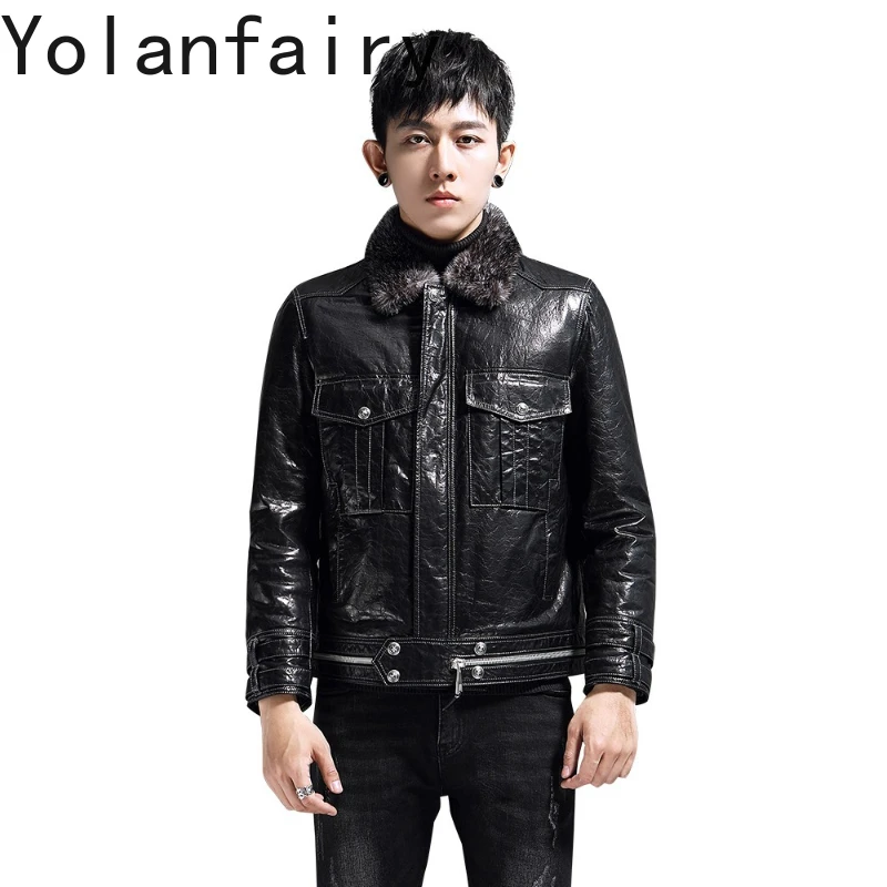 YOLANFAIRY 100% Real Cow Leather Jackets Man Winter Wool Lining Fur Coat Short Genuine Cowhide Jacket Mink Fur Collar Chaquetas
YOLANFAIRY 100% Real Cow Leather Jackets Man Winter Wool Lining Fur Coat Short Genuine Cowhide Jacket Mink Fur Collar Chaquetas