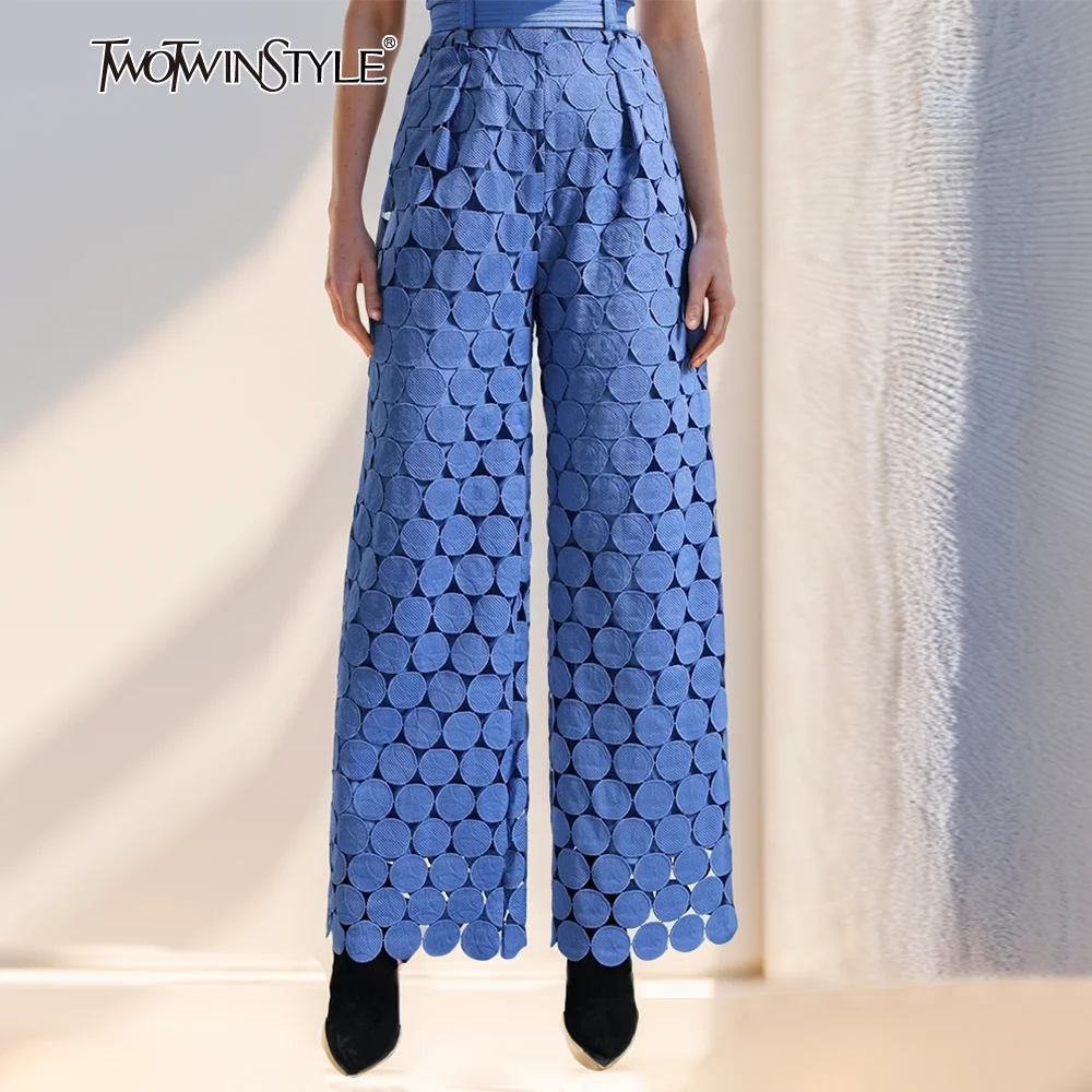 TWOTWINSTYLE Hollow Out Designer Patchwork Zipper Casual Pants For Women High Waist Wide Leg Pant Female Fashion Clothes Style
TWOTWINSTYLE Hollow Out Designer Patchwork Zipper Casual Pants For Women High Waist Wide Leg Pant Female Fashion Clothes Style