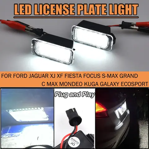 2Pcs License Plate Light for Ford KUGA S MAX MONDEO MK4 MK5 MK2 FIESTA 2008-2019 FOCUS ABS Plastic 12V LED Number Signal Light