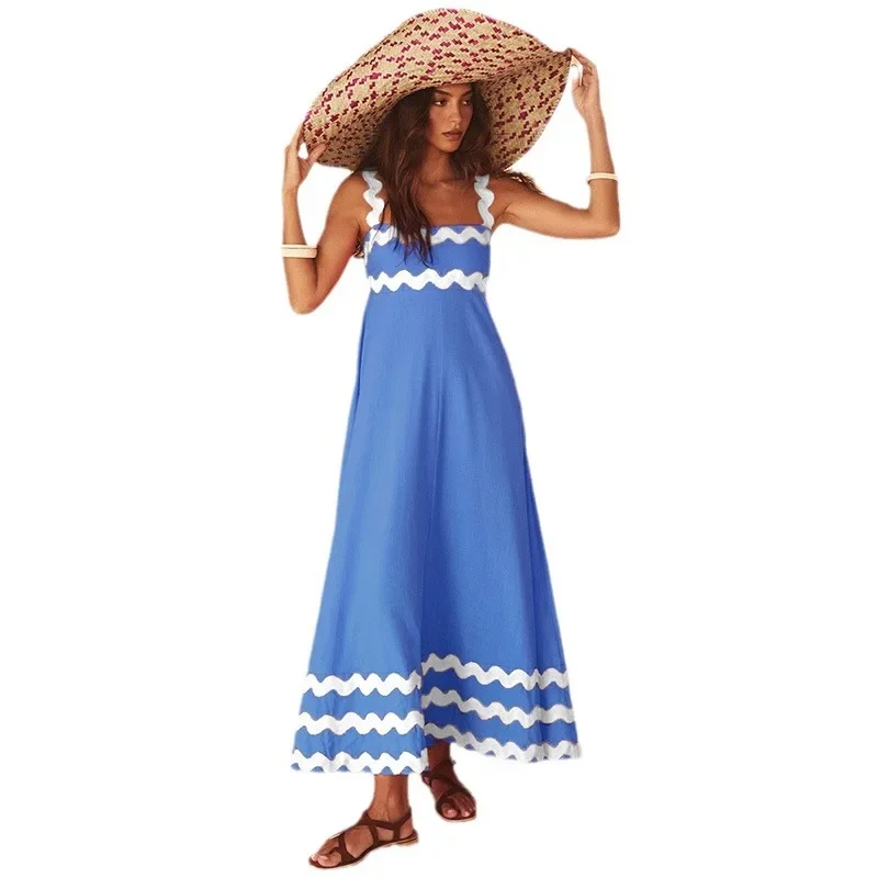 2025 New Elegant Wave Stripe A-line Dress Women Sexy Sleeveless Backless Spaghetti Strap Party Dresses Female Beach Robe Vestido
2025 New Elegant Wave Stripe A-line Dress Women Sexy Sleeveless Backless Spaghetti Strap Party Dresses Female Beach Robe Vestido