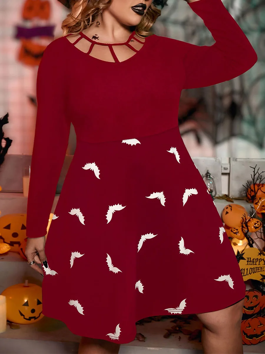 Autumn and Winter Plus Size Dress Medium and Long Printed Halloween A-line Skirt Stitching Casual Long Sleeve Long Skirt
Autumn and Winter Plus Size Dress Medium and Long Printed Halloween A-line Skirt Stitching Casual Long Sleeve Long Skirt