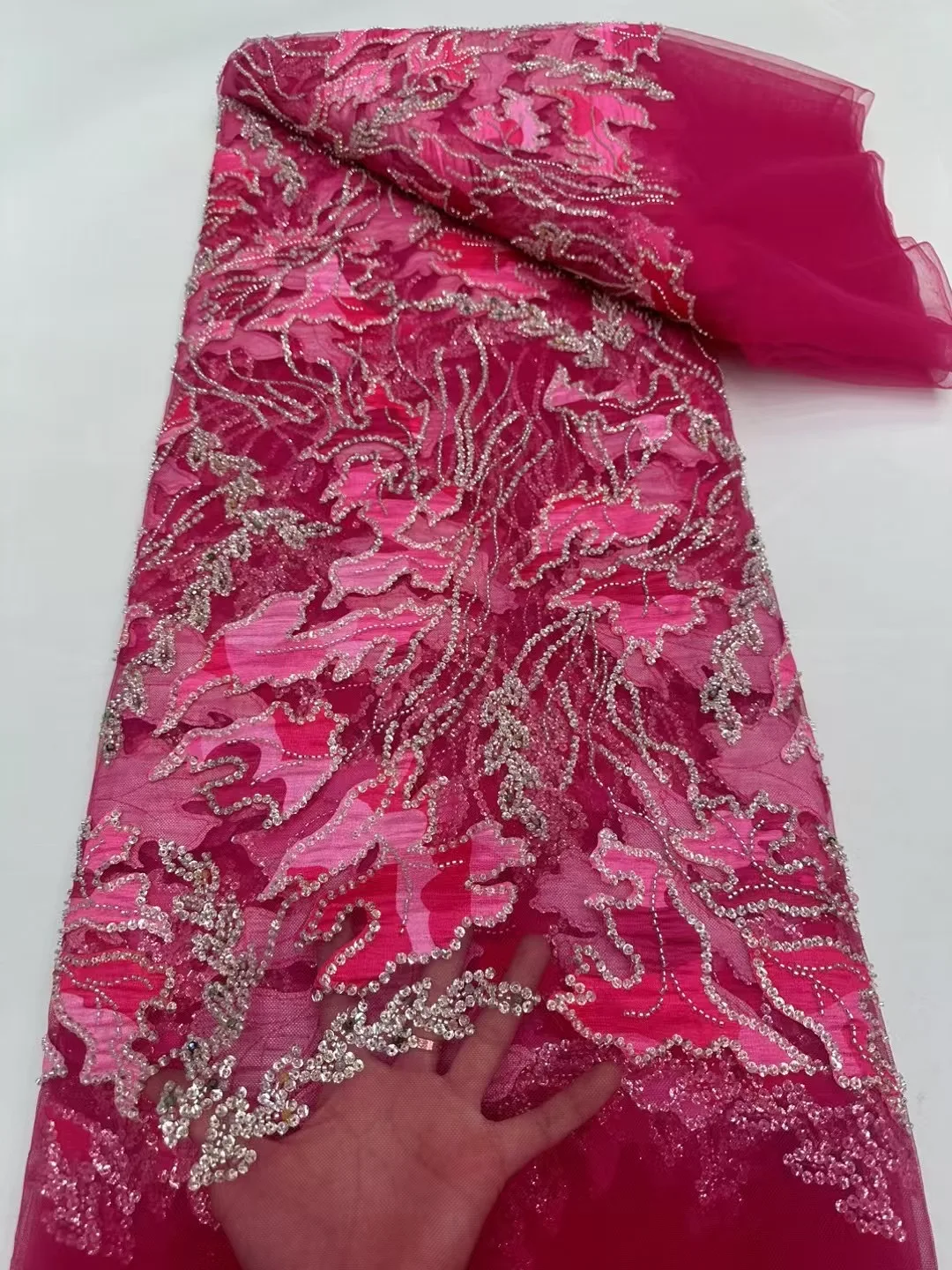 NI AI Rose Red French Mesh Lace Fabric Beads African Lace Fabrics Nigerian Mesh Lace Fabric For Diy Dresses Party Wedding
NI AI Rose Red French Mesh Lace Fabric Beads African Lace Fabrics Nigerian Mesh Lace Fabric For Diy Dresses Party Wedding