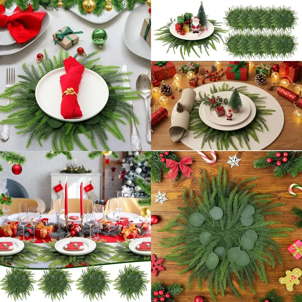 Artificial Norfolk Pine Christmas Table Mats, Green Round Non-Slip Heat-Resistant Placemats for Holiday Party Decor Gifts
Artificial Norfolk Pine Christmas Table Mats, Green Round Non-Slip Heat-Resistant Placemats for Holiday Party Decor Gifts
