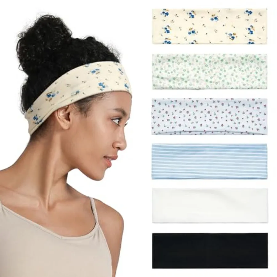 Headbands for Women Non Slip - 6 Pack Soft Stretchy Cotton Hair Bands for Women's Hair Fashion Sports Headbands for Yoga, Worko
Headbands for Women Non Slip - 6 Pack Soft Stretchy Cotton Hair Bands for Women's Hair Fashion Sports Headbands for Yoga, Worko