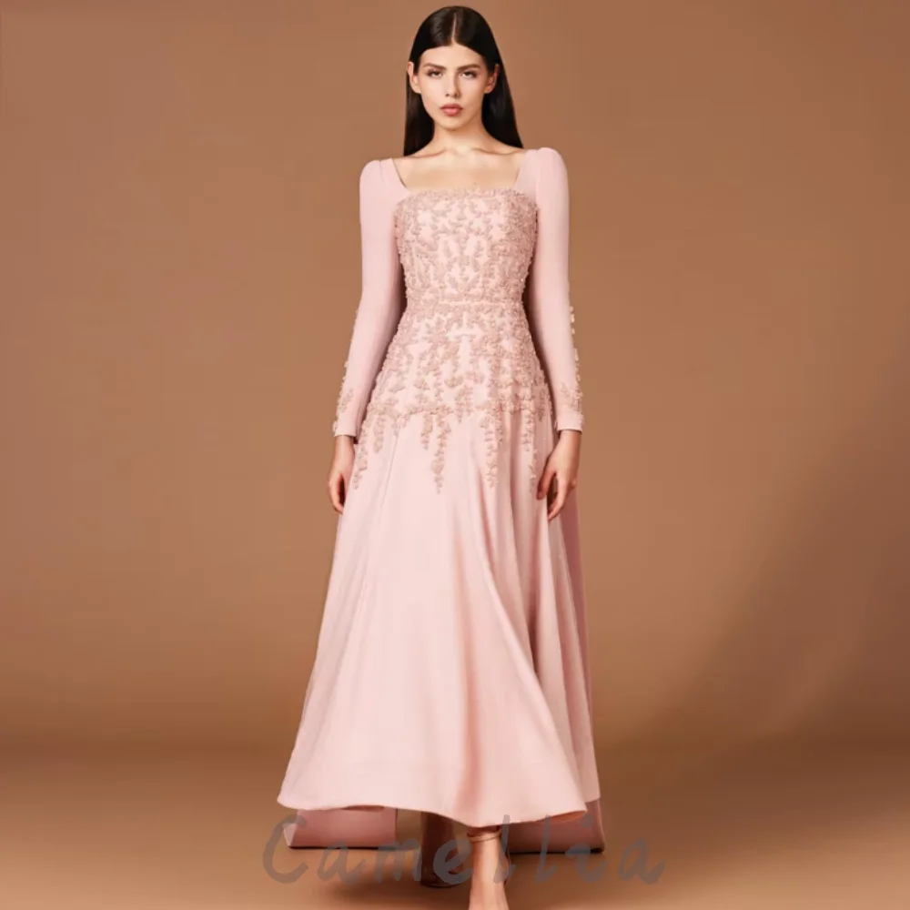 Customized Formal Pink Mother Dress Appliques Mid-calf Length Occasion Gown Long Sleeve Lace Elegant robe invitée mariage
Customized Formal Pink Mother Dress Appliques Mid-calf Length Occasion Gown Long Sleeve Lace Elegant robe invitée mariage