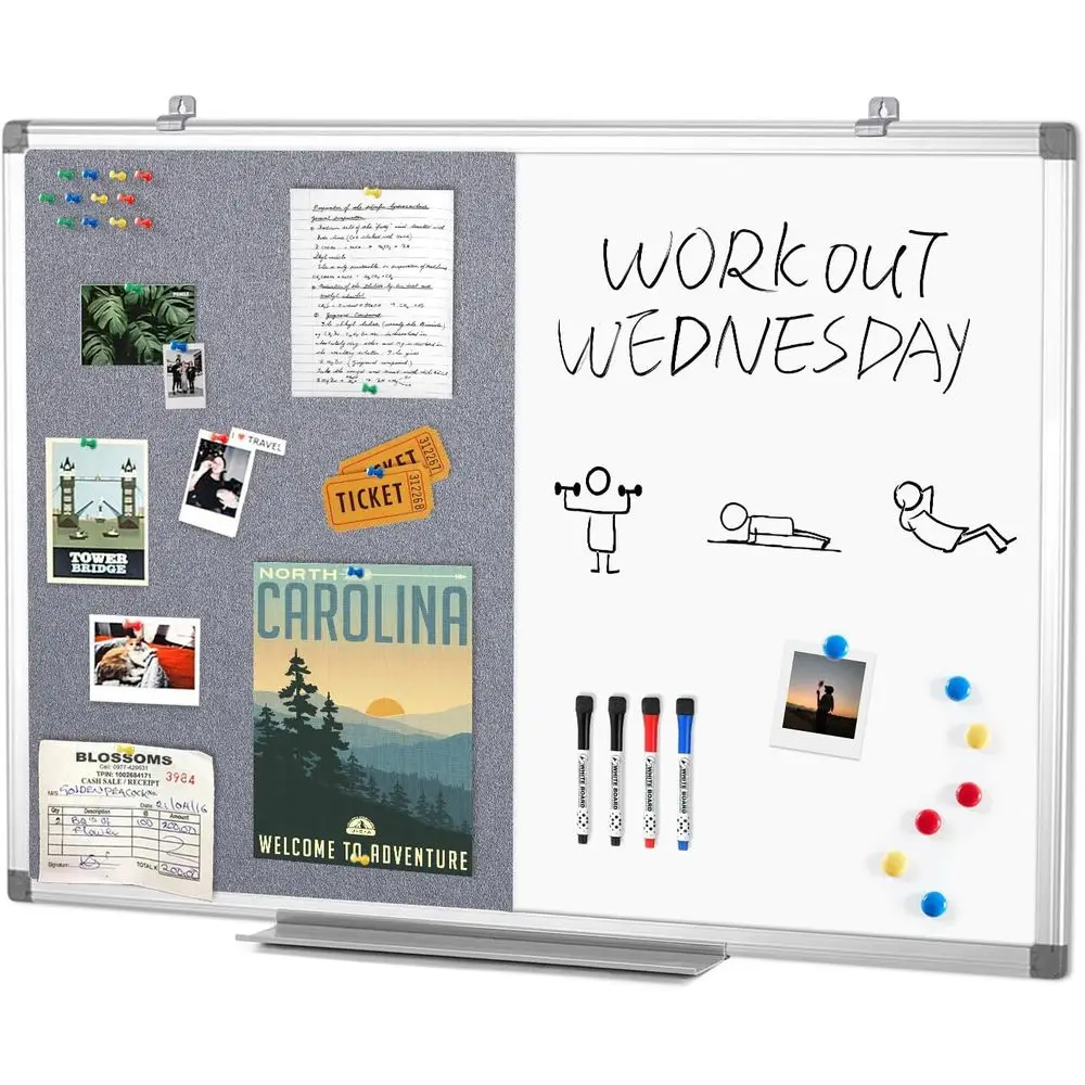 Dual-Surface Magnetic Whiteboard and Fabric Board, 36x24 inches, Ideal for Home, School, and Office Use
Dual-Surface Magnetic Whiteboard and Fabric Board, 36x24 inches, Ideal for Home, School, and Office Use