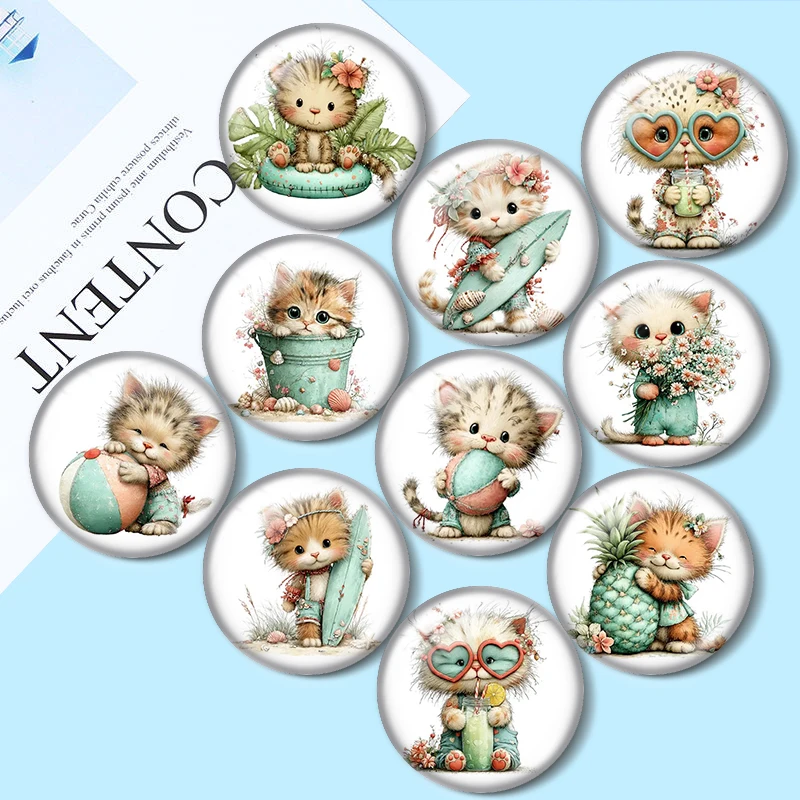 Summer Cats 12/18/20/25mm glass cabochon bracelet pendant rings for jewelry demo earrings back Making findings
Summer Cats 12/18/20/25mm glass cabochon bracelet pendant rings for jewelry demo earrings back Making findings