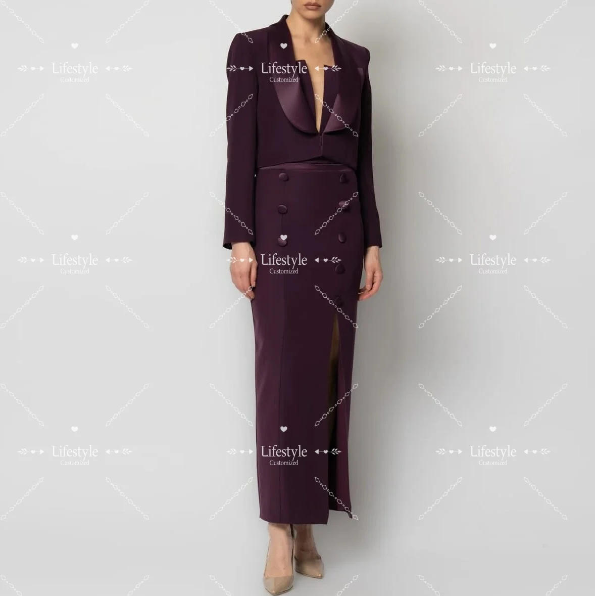 Customized Long Sleeves Jacket Crepe Satin Women's Evening Dresses Buttons Side Slit 2 Piece Formal Gown Elegant Party Dresses
Customized Long Sleeves Jacket Crepe Satin Women's Evening Dresses Buttons Side Slit 2 Piece Formal Gown Elegant Party Dresses