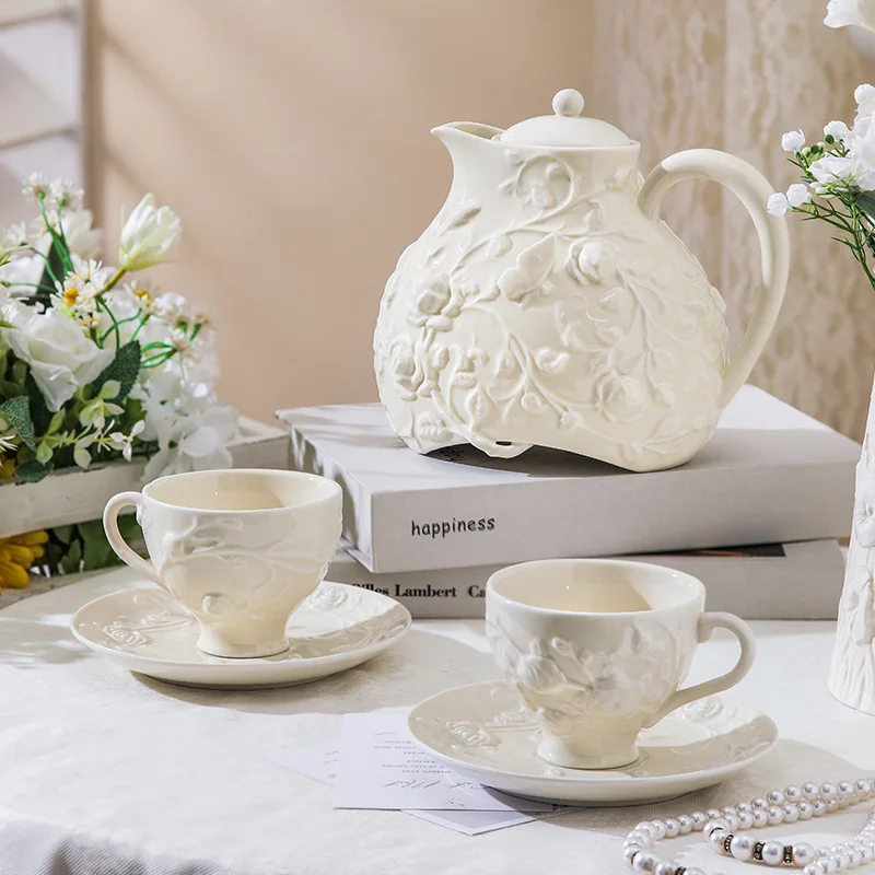 Rose Coffee Cup and Saucer Set, Coffee Cup and Saucer Set Embossed Ceramic Plate Porcelain Mug French Romantic Luxury Retro
Rose Coffee Cup and Saucer Set, Coffee Cup and Saucer Set Embossed Ceramic Plate Porcelain Mug French Romantic Luxury Retro