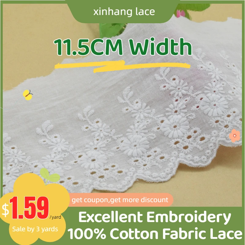 3yards 11.5cm width 100% cotton embroidery lace french lace ribbon fabric guipure diy trims warp knitting sewing Accessories3247 
3yards 11.5cm width 100% cotton embroidery lace french lace ribbon fabric guipure diy trims warp knitting sewing Accessories3247