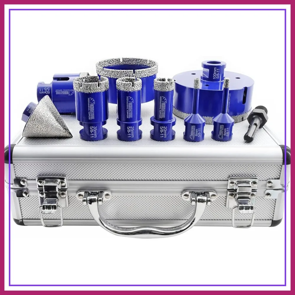 Diamond Tile Drill Bits Set, Porcelain Hole Saw Cutter for Marble Ceramic Granite 10 Pieces (6-100mm)
Diamond Tile Drill Bits Set, Porcelain Hole Saw Cutter for Marble Ceramic Granite 10 Pieces (6-100mm)