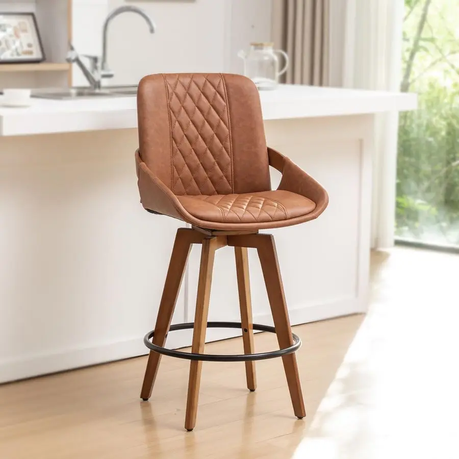 Height Bar Stools Set of 1, Mid Century Modern Retro Swivel Bar Chairs, Furniture with Curved Back, Faux Leather Upholstered and
Height Bar Stools Set of 1, Mid Century Modern Retro Swivel Bar Chairs, Furniture with Curved Back, Faux Leather Upholstered and