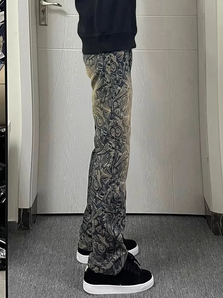 Мужские джинсы с цветочным принтом в парижском стиле, облегающие, в американском ретро-стиле, слегка расклешенные, прямые брюки, повседневные брюки, молодежная мода
Мужские джинсы с цветочным принтом в парижском стиле, облегающие, в американском ретро-стиле, слегка расклешенные, прямые брюки, повседневные брюки, молодежная мода