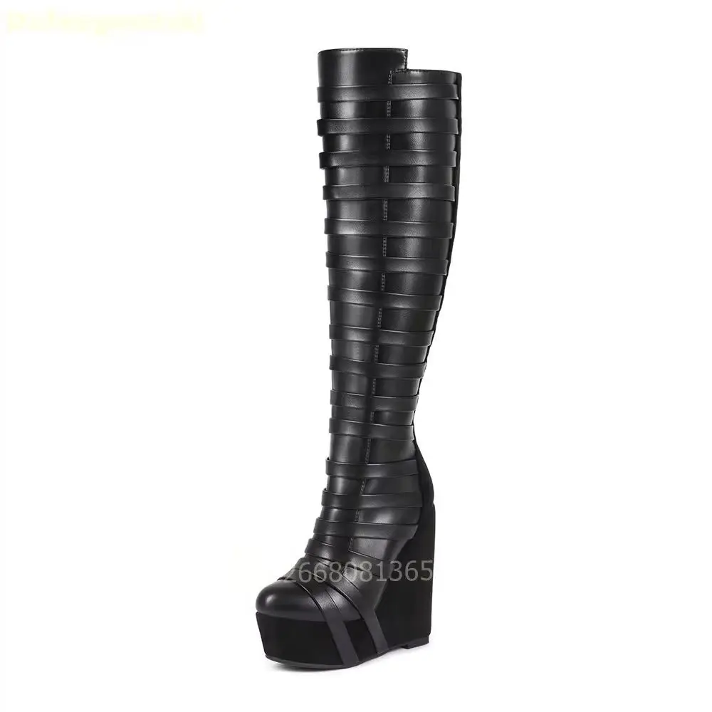 Women Black Bandage Design Platform Wedge Heel Knee High Boots Gothic Punk Streetwear High Heel Shoes Boots Size 35-46
Women Black Bandage Design Platform Wedge Heel Knee High Boots Gothic Punk Streetwear High Heel Shoes Boots Size 35-46