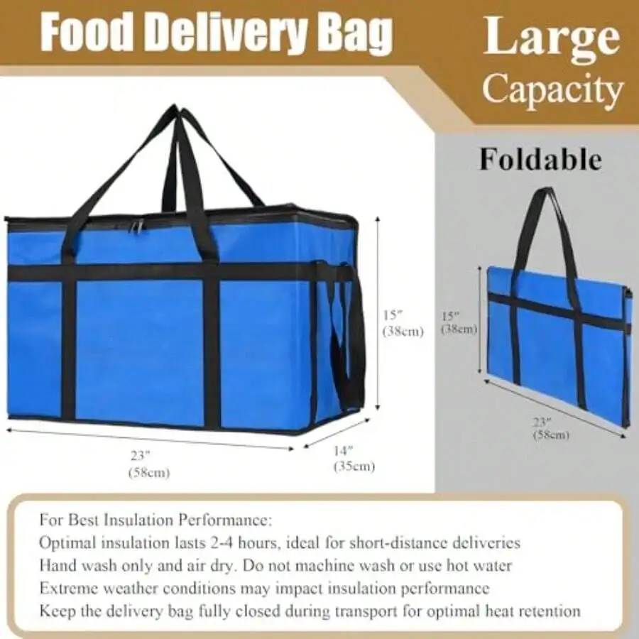 Large Capacity Foldable Insulated Food Delivery Bag Blue Thermal Cooler For Pizza Grocery
Large Capacity Foldable Insulated Food Delivery Bag Blue Thermal Cooler For Pizza Grocery