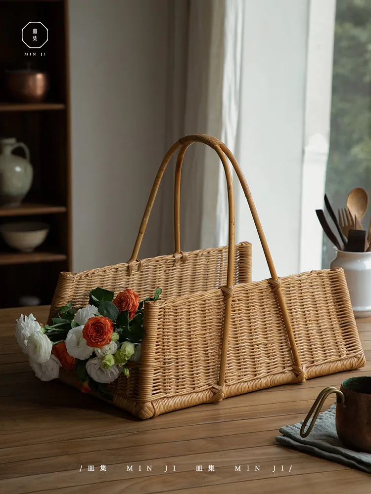Handwoven Rectangular Rattan Basket for Vegetables Fruits Storage and Organization
Handwoven Rectangular Rattan Basket for Vegetables Fruits Storage and Organization