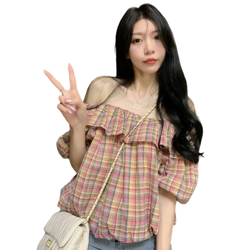 Summer Cotton New Women Off Shoulder Sweet Plaid Crop Tops Cool Streetwear Loose Breathable Mori Girl Style Shirts Blouses
Summer Cotton New Women Off Shoulder Sweet Plaid Crop Tops Cool Streetwear Loose Breathable Mori Girl Style Shirts Blouses