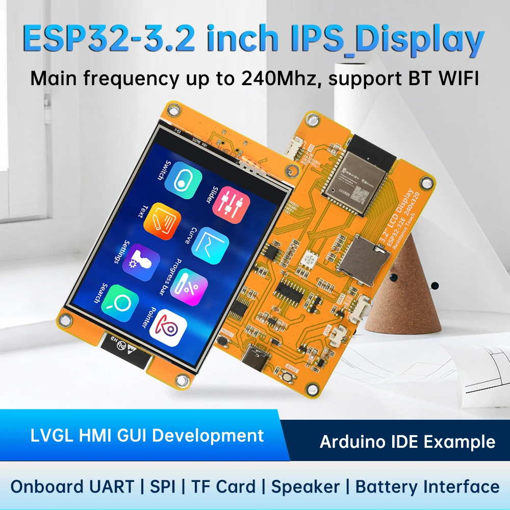 Плата разработки модуля ESP32 WiFi Bluetooth 3,2-дюймовый драйвер ST7789P3 240*320 TFT сенсорный экран IPS LVGL Type-C
Плата разработки модуля ESP32 WiFi Bluetooth 3,2-дюймовый драйвер ST7789P3 240*320 TFT сенсорный экран IPS LVGL Type-C