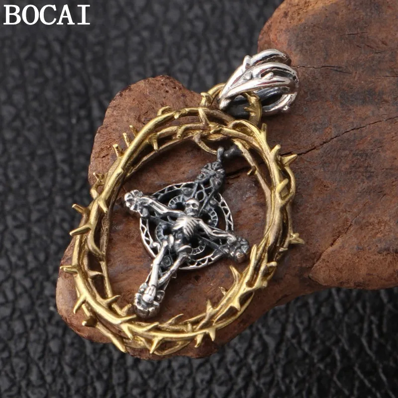 BOCAI New S925 Silver Jewelry Ornaments American Cross Skull Hang Drop Man's Pendant Holiday Gifts Wholesale
BOCAI New S925 Silver Jewelry Ornaments American Cross Skull Hang Drop Man's Pendant Holiday Gifts Wholesale