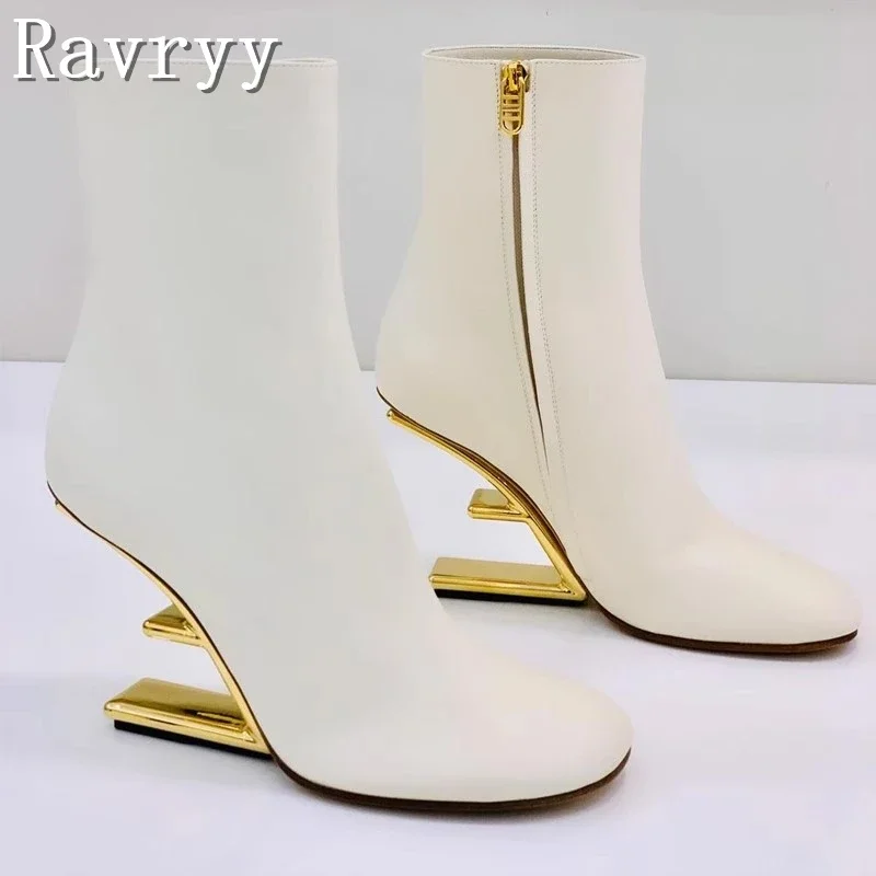 Brand Design New Strange High Heel Ankle Boots Ladies Round Toe Wedge Sheepskin Short Boots Fashion Week Runway Shoes
Brand Design New Strange High Heel Ankle Boots Ladies Round Toe Wedge Sheepskin Short Boots Fashion Week Runway Shoes