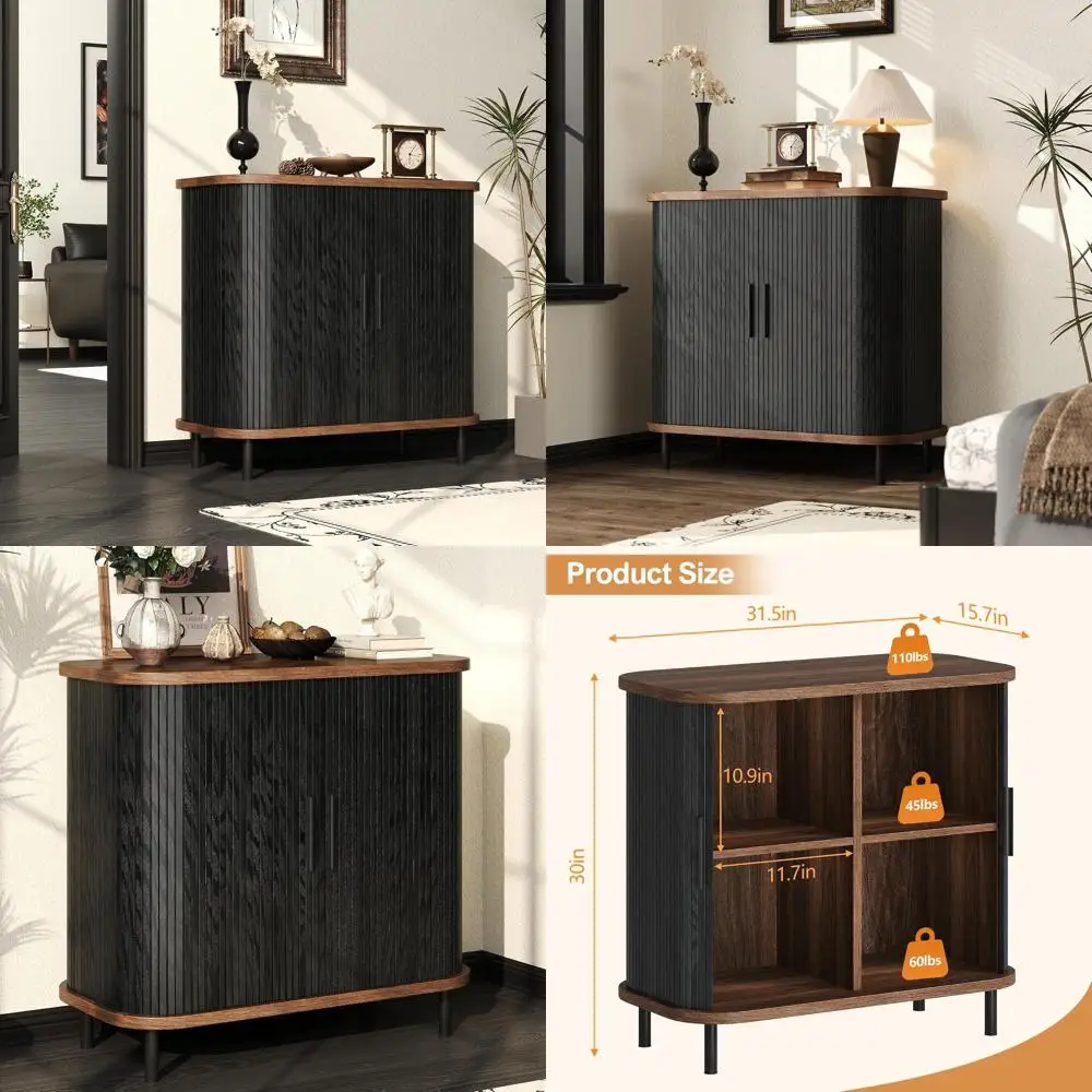 Черный широкий шкаф-буфет с раздвижными дверцами (31 дюйм), тумба для хранения для гостиных и кухонь
Черный широкий шкаф-буфет с раздвижными дверцами (31 дюйм), тумба для хранения для гостиных и кухонь