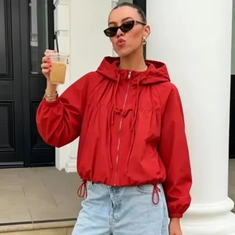 Women's Coat 2026 Summer New Fashion Casual Long Sleeve Hooded Bow Decoration Nylon Vacation Style Women's Parka
Women's Coat 2026 Summer New Fashion Casual Long Sleeve Hooded Bow Decoration Nylon Vacation Style Women's Parka